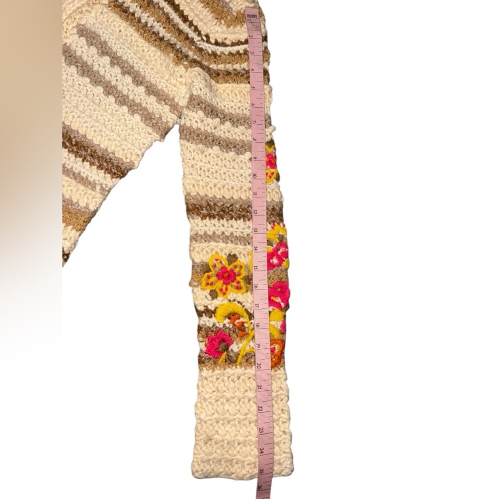 Vintage Anthropologie Y2K Sleeping On Snow Floral Knit Cardigan with Hood Small - Picture 15 of 15
